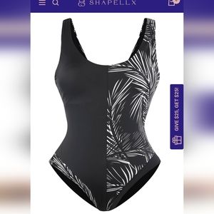 Shapellx Asymmetrical Print Shaping Swimsuit 3X NWT